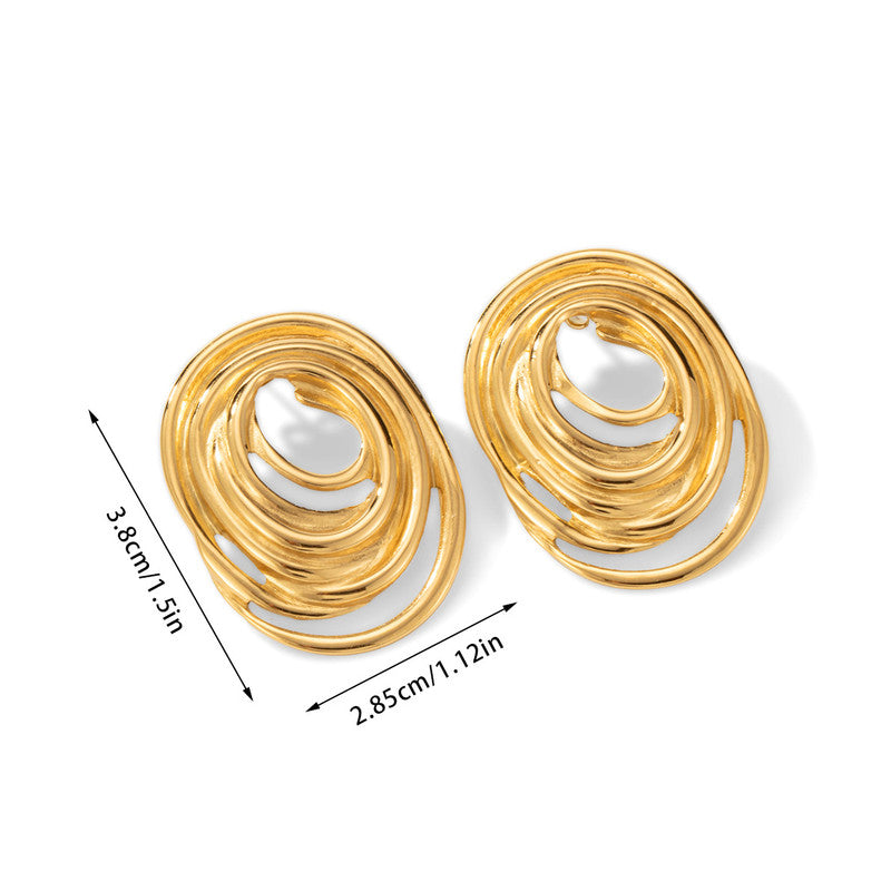 Gold Plated Anti Tarnish Stainless Steel Spiral Stud Earrings