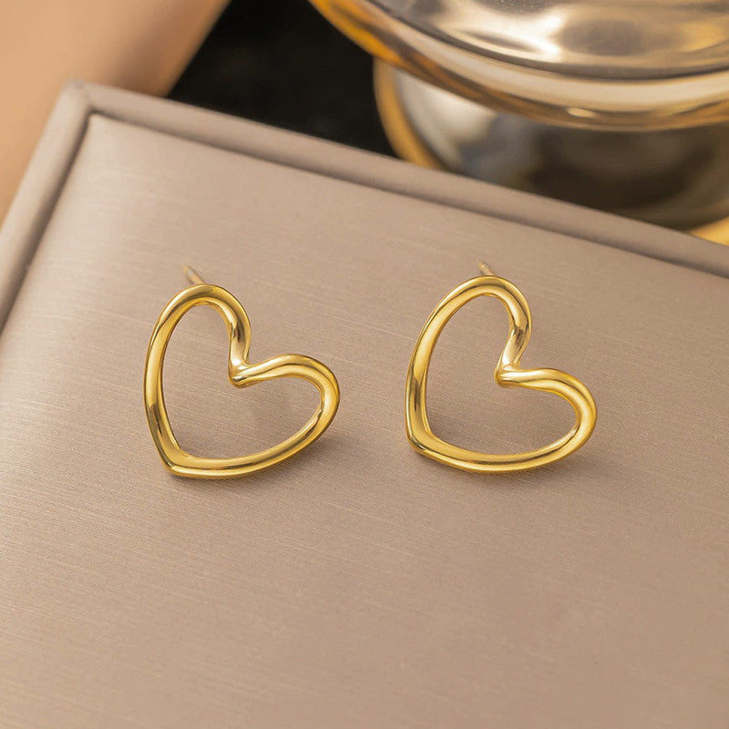 Buy Gold Plated Anti Tarnish Stainless Steel Heart Themed Stud