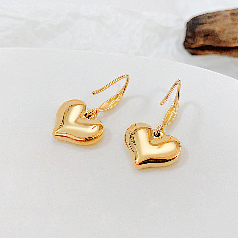 Gold Plated Anti Tarnish Stainless Steel Heart Themed Drop Earrings