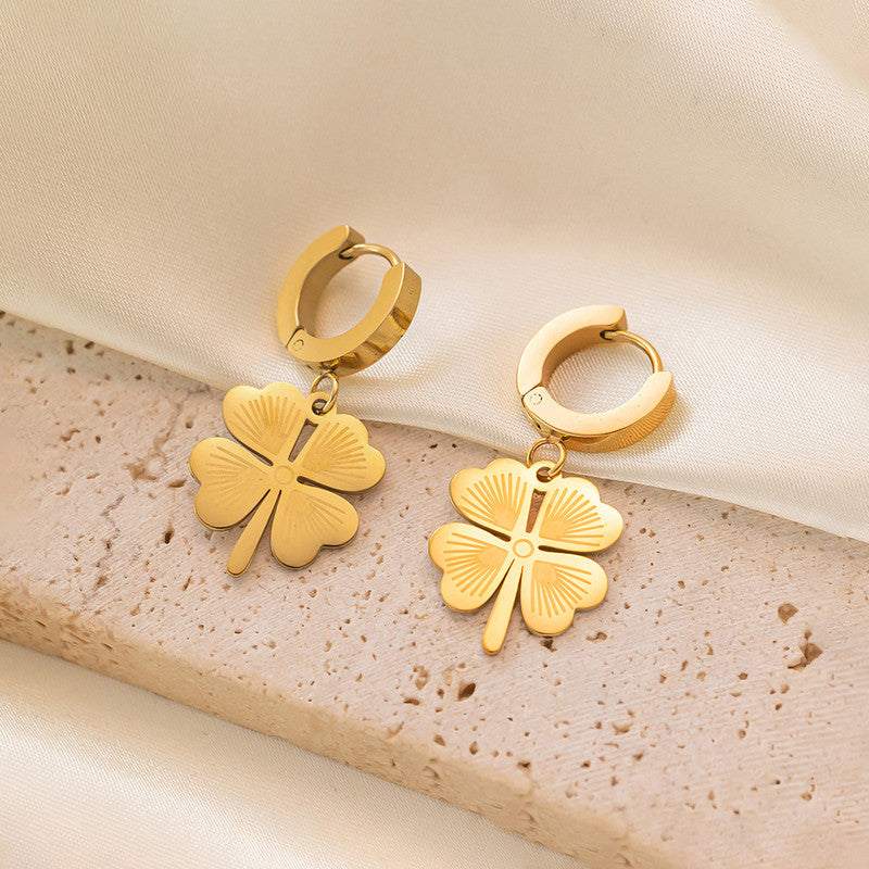 Buy Gold Plated Anti Tarnish Stainless Steel Clover Themed Drop