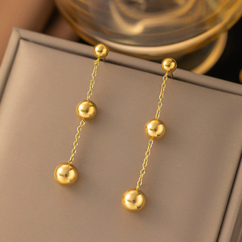Gold Plated Anti Tarnish Stainless Steel Geometric Drop Earrings