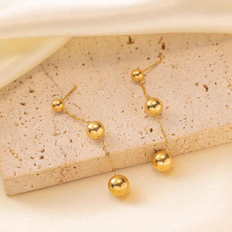 Gold Plated Anti Tarnish Stainless Steel Geometric Drop Earrings