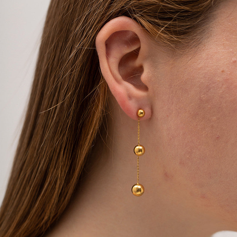 Gold Plated Anti Tarnish Stainless Steel Geometric Drop Earrings