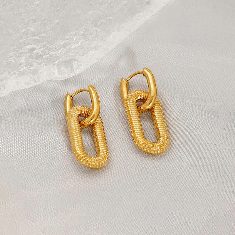Gold Plated Anti Tarnish Stainless Steel Geometric Drop Earrings