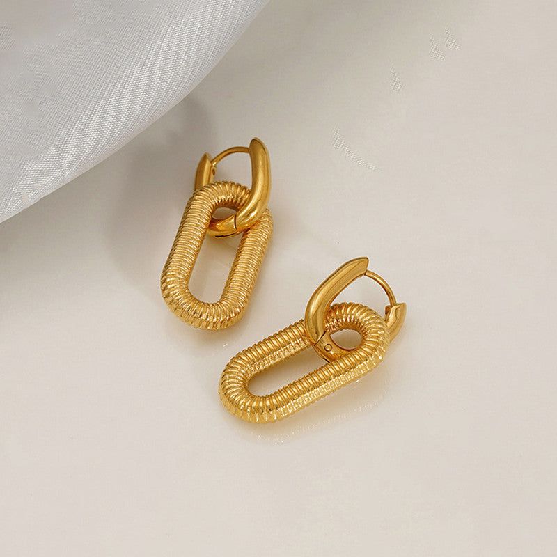 Gold Plated Anti Tarnish Stainless Steel Geometric Drop Earrings