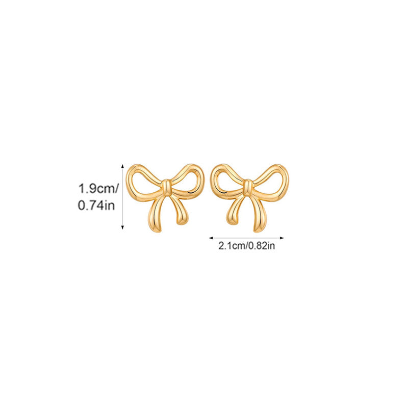 Gold Plated Anti Tarnish Bow Themed Stud Earrings