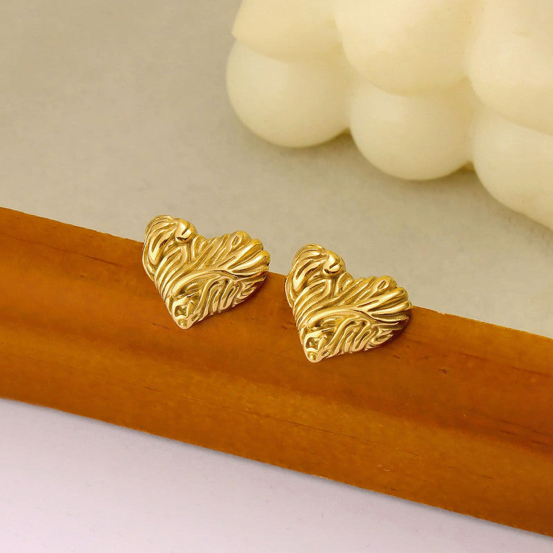 Gold-Plated Anti Tarnish Stainless Steel Heart Themed Stud Earrings