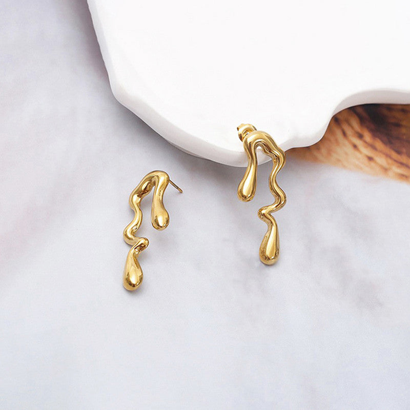 Gold-Plated Anti Tarnish Stainless Steel Quirky Drop Earrings