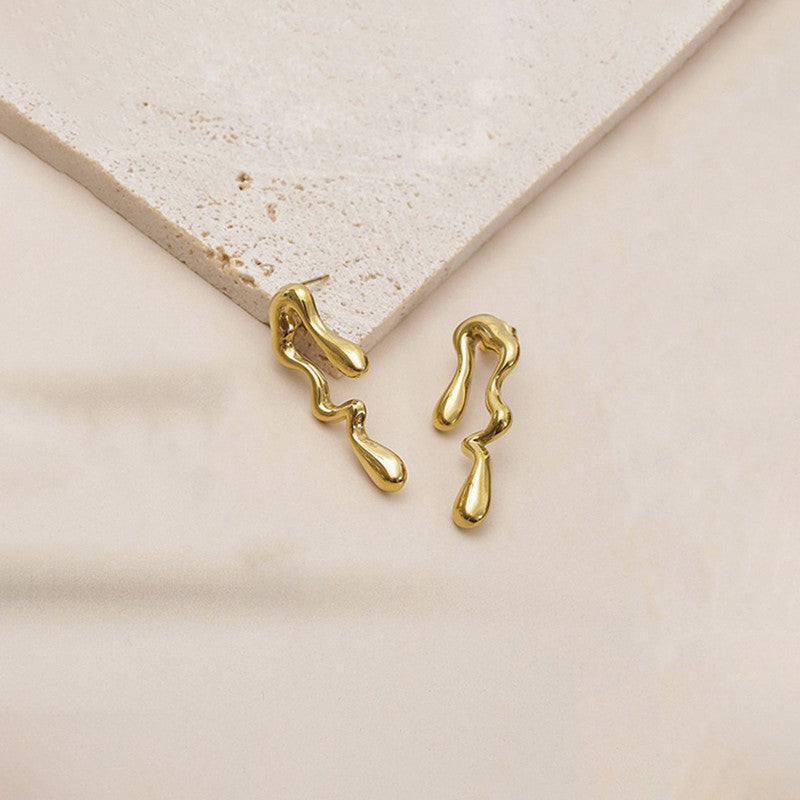 Gold-Plated Anti Tarnish Stainless Steel Quirky Drop Earrings
