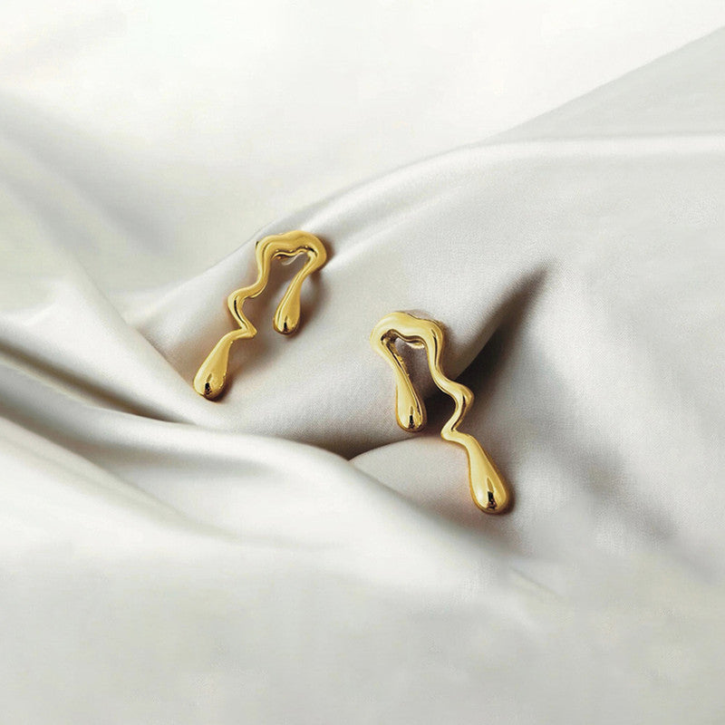 Gold-Plated Anti Tarnish Stainless Steel Quirky Drop Earrings