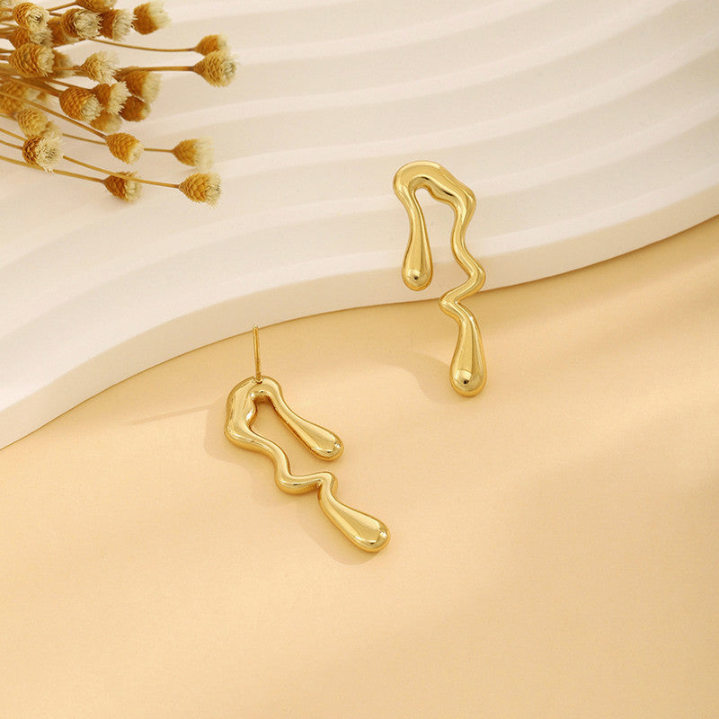 Gold-Plated Anti Tarnish Stainless Steel Quirky Drop Earrings