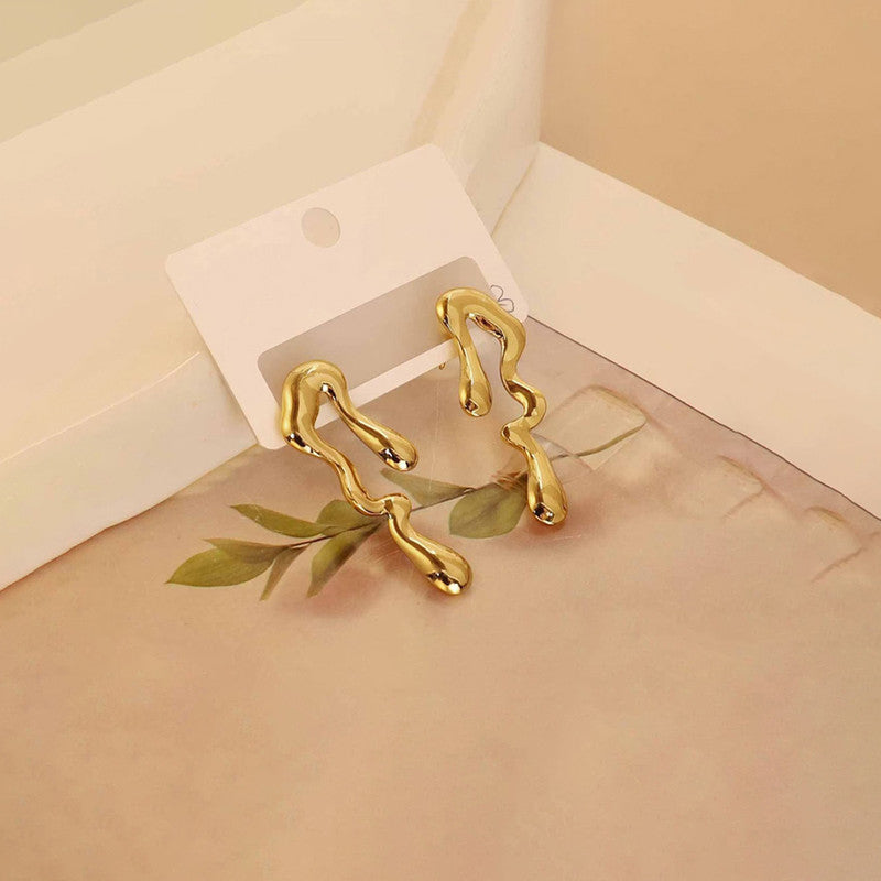 Gold-Plated Anti Tarnish Stainless Steel Quirky Drop Earrings