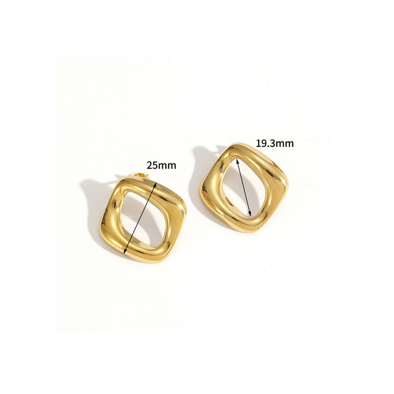 Gold-Plated Anti Tarnish Stainless Steel Square Shaped Stud Earrings