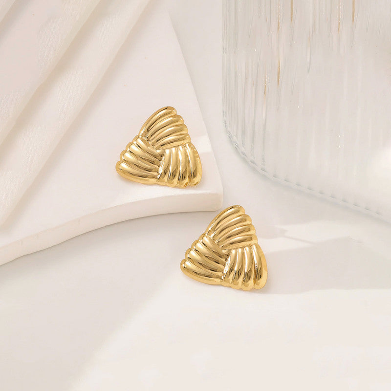 Gold-Plated Anti Tarnish Stainless Steel Triangular Stud Earrings