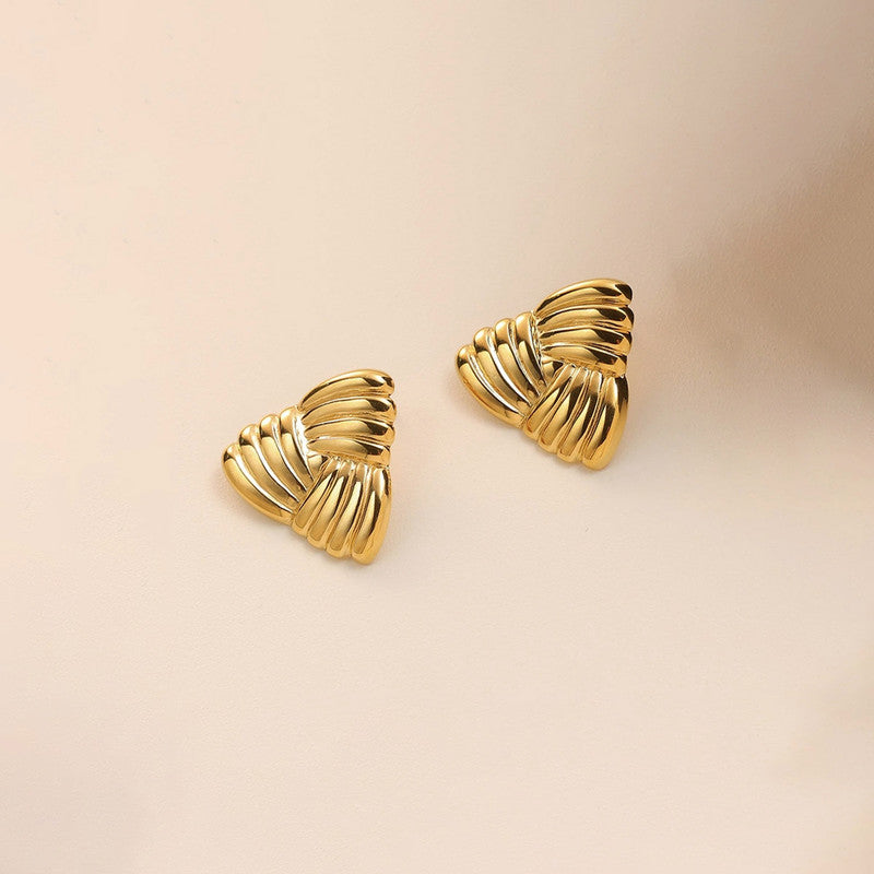 Gold-Plated Anti Tarnish Stainless Steel Triangular Stud Earrings