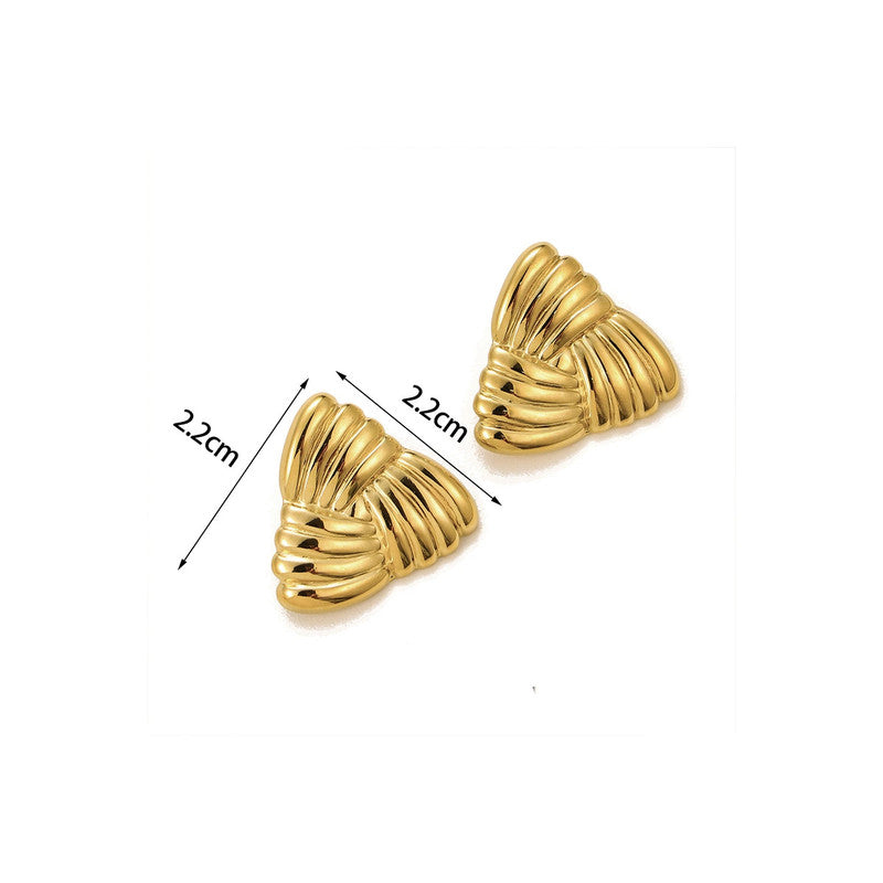 Gold-Plated Anti Tarnish Stainless Steel Triangular Stud Earrings