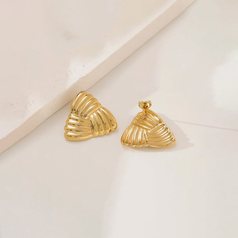 Gold-Plated Anti Tarnish Stainless Steel Triangular Stud Earrings