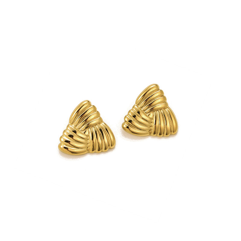 Gold-Plated Anti Tarnish Stainless Steel Triangular Stud Earrings