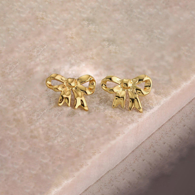 Gold-Plated Anti Tarnish Stainless Steel Bow Themed Earrings