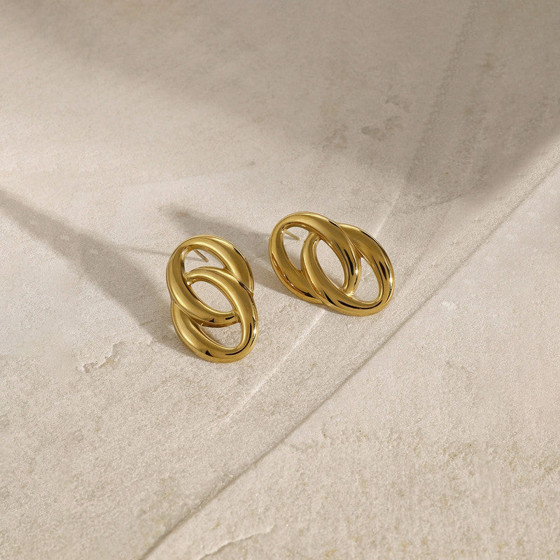 Gold-Plated Anti Tarnish Stainless Steel Contemporary Drop Earrings