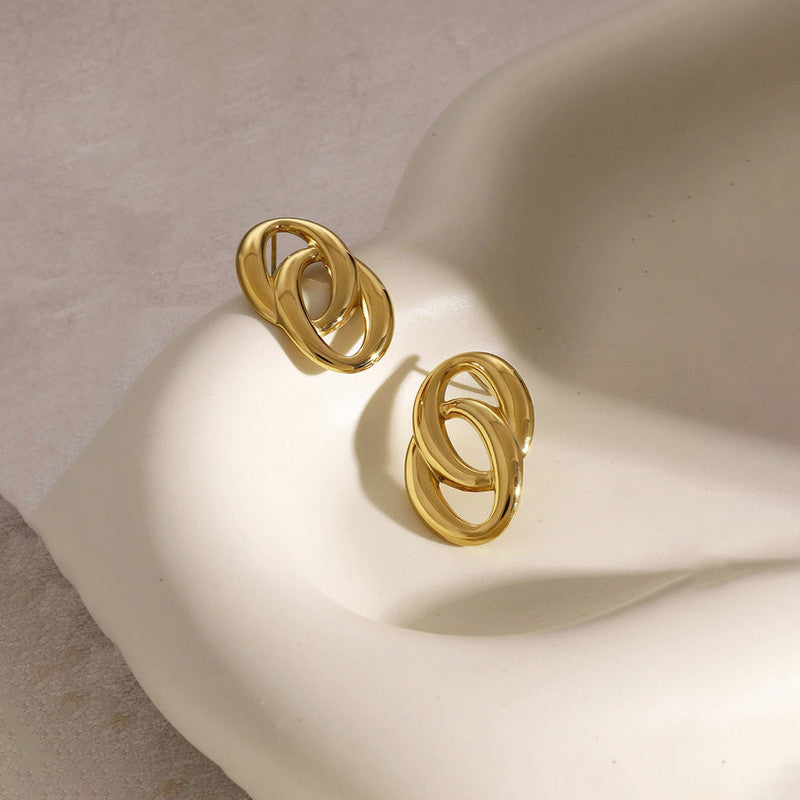 Gold-Plated Anti Tarnish Stainless Steel Contemporary Drop Earrings