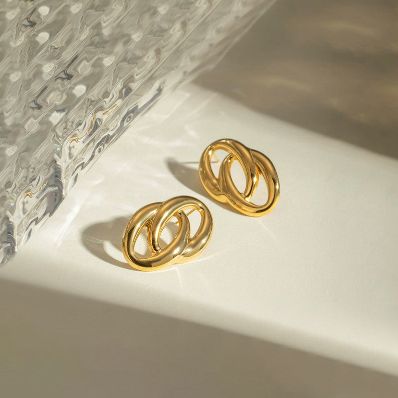 Gold-Plated Anti Tarnish Stainless Steel Contemporary Drop Earrings