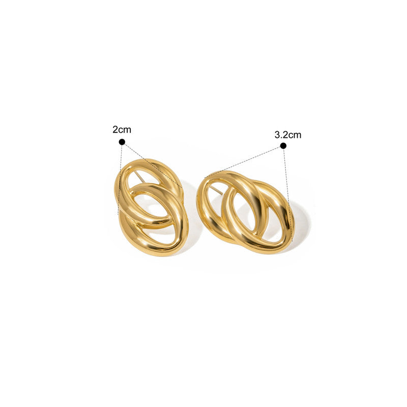 Gold-Plated Anti Tarnish Stainless Steel Contemporary Drop Earrings