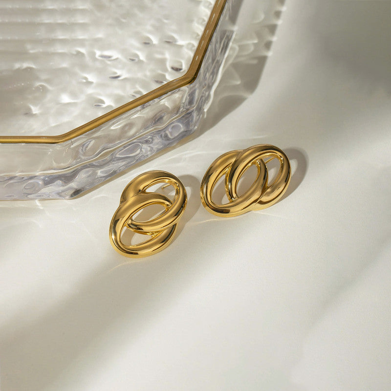 Gold-Plated Anti Tarnish Stainless Steel Contemporary Drop Earrings