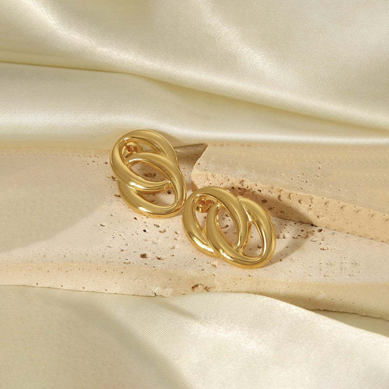 Gold-Plated Anti Tarnish Stainless Steel Contemporary Drop Earrings
