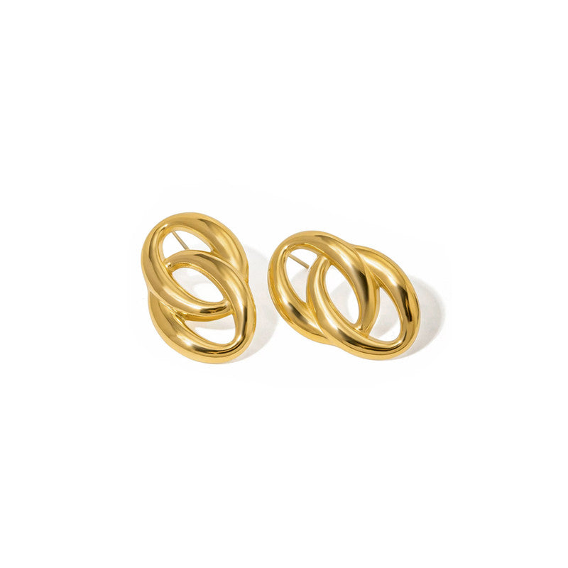 Gold-Plated Anti Tarnish Stainless Steel Contemporary Drop Earrings