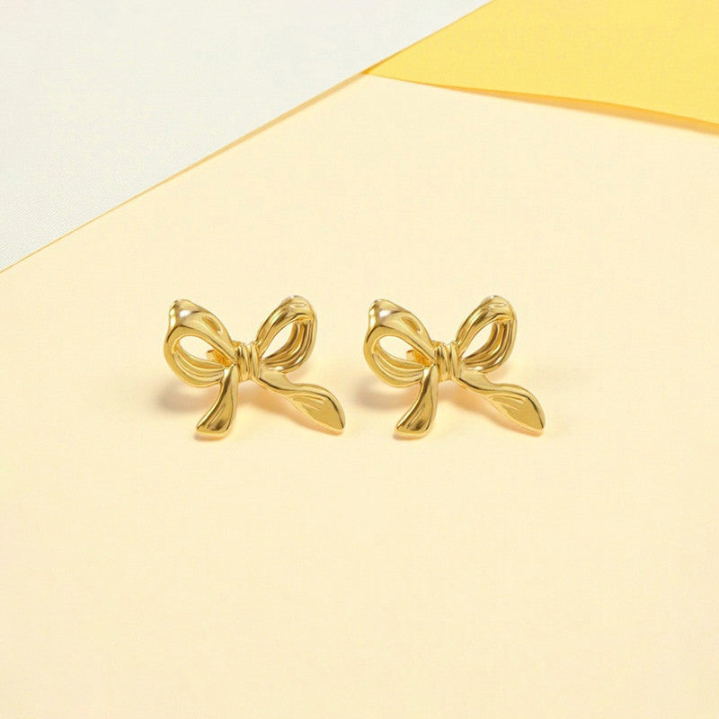 Gold-Plated Anti Tarnish Stainless Steel Bow Themed Earrings