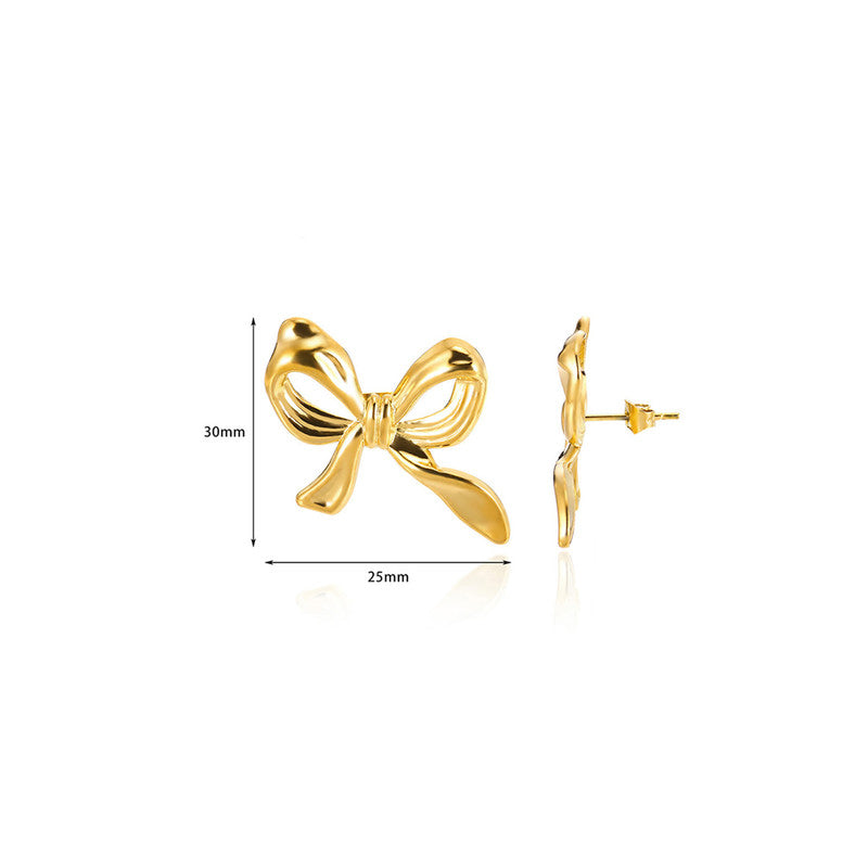 Gold-Plated Anti Tarnish Stainless Steel Bow Themed Earrings