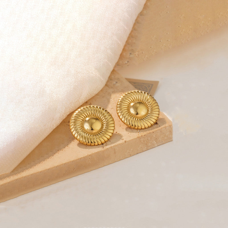 Gold-Plated Anti Tarnish Stainless Steel Contemporary Stud Earrings