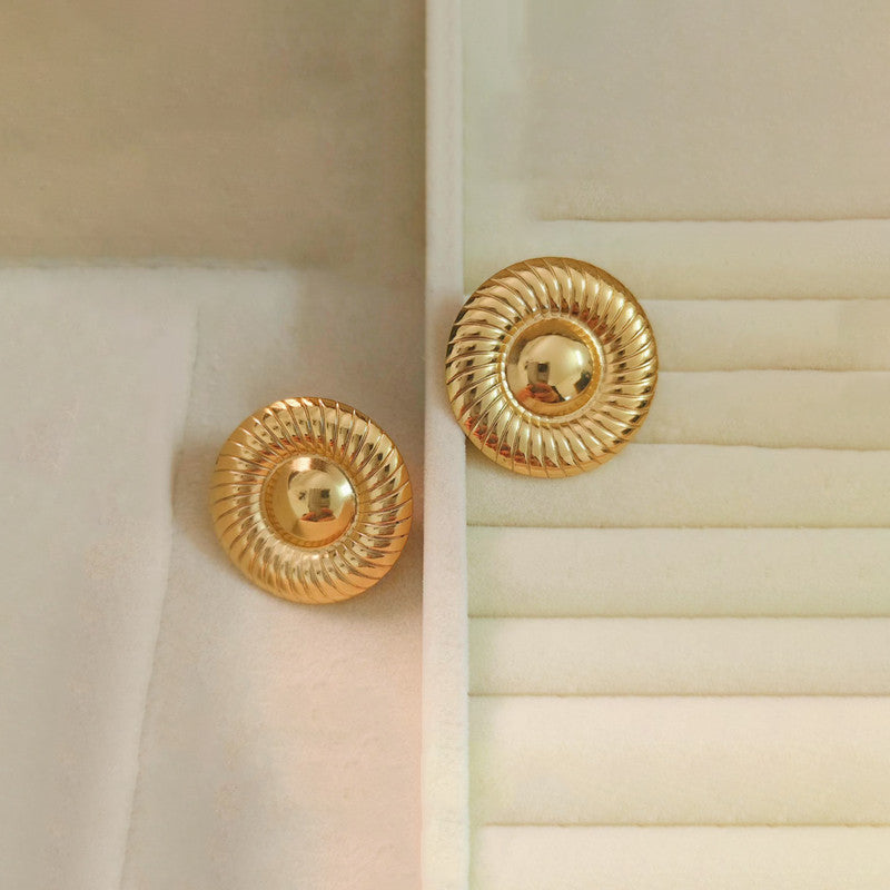 Gold-Plated Anti Tarnish Stainless Steel Contemporary Stud Earrings