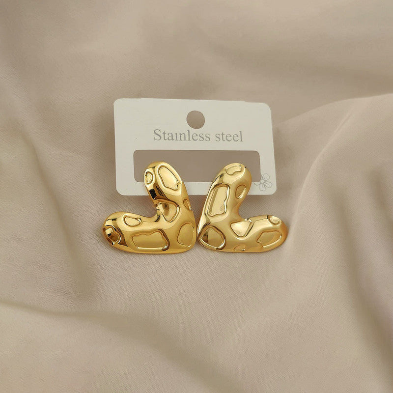 Gold-Plated Anti Tarnish Stainless Steel Heart Themed Earrings