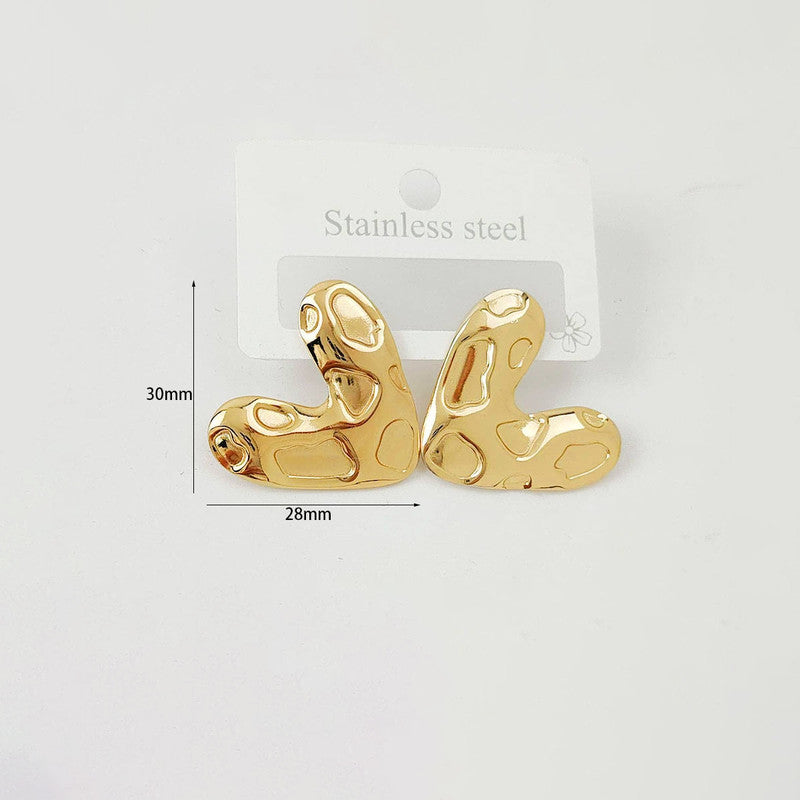 Gold-Plated Anti Tarnish Stainless Steel Heart Themed Earrings