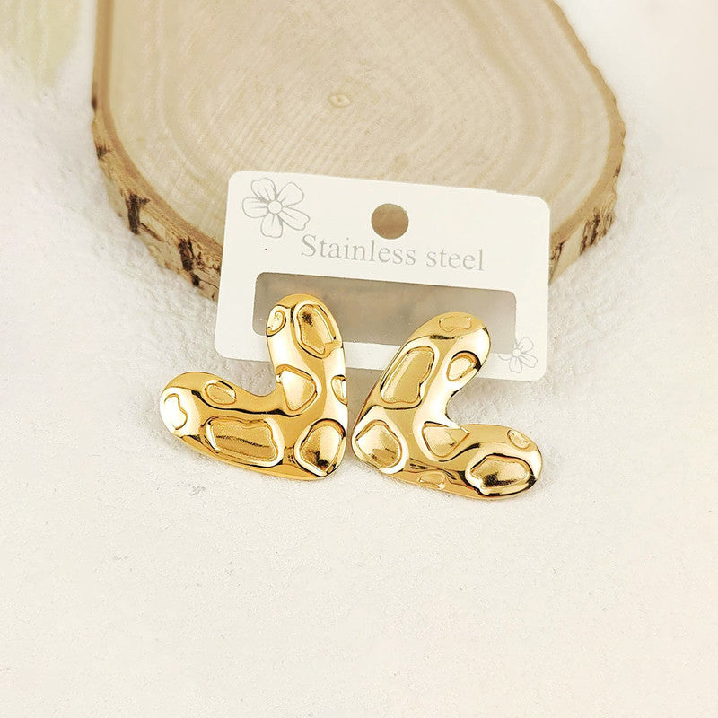 Gold-Plated Anti Tarnish Stainless Steel Heart Themed Earrings