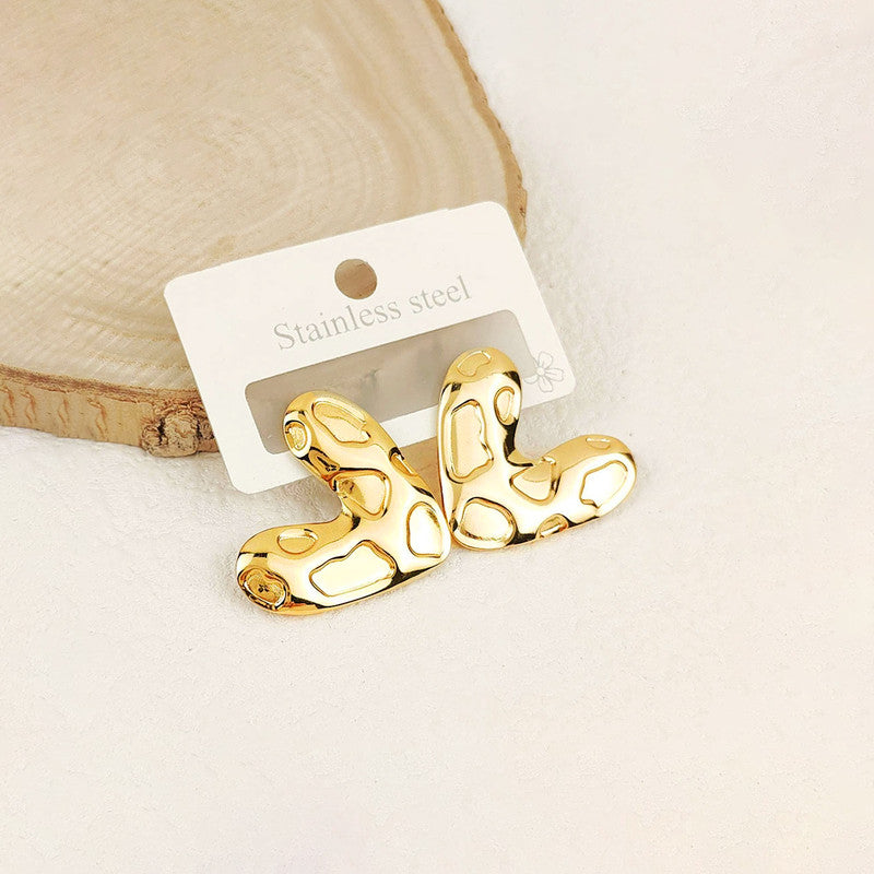 Gold-Plated Anti Tarnish Stainless Steel Heart Themed Earrings