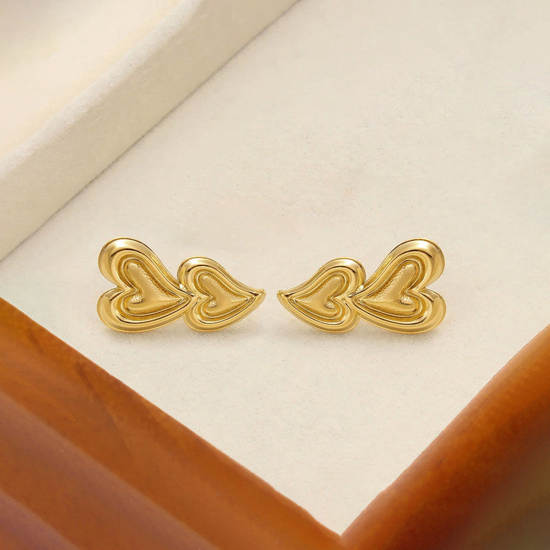 Gold-Plated Anti Tarnish Stainless Steel Heart Themed Earrings