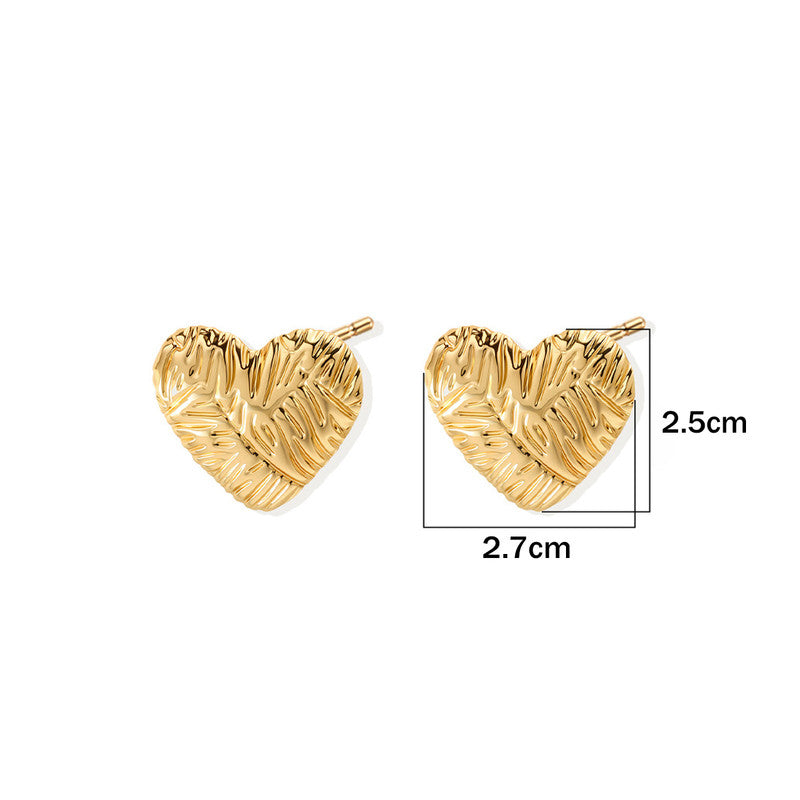 Gold-Plated Anti Tarnish Stainless Steel Heart Themed Stud Earrings