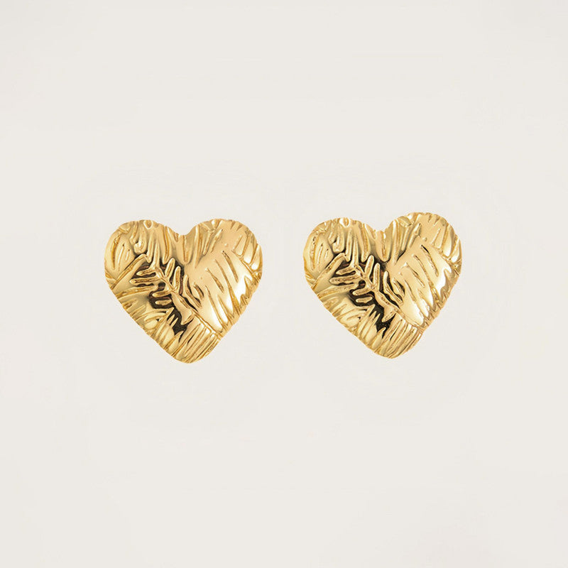Gold-Plated Anti Tarnish Stainless Steel Heart Themed Stud Earrings