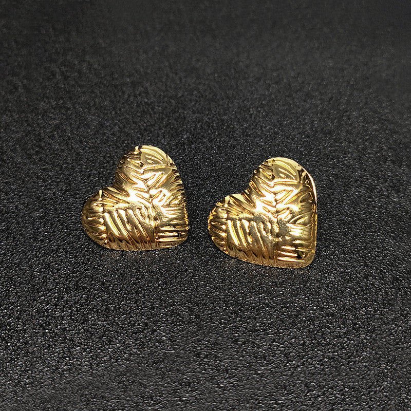 Gold-Plated Anti Tarnish Stainless Steel Heart Themed Stud Earrings