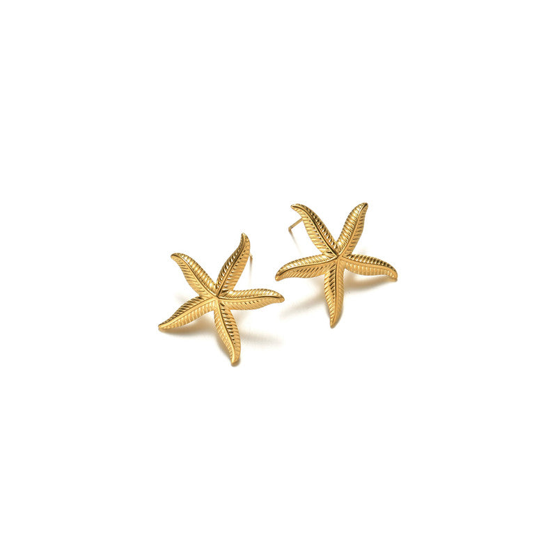 Gold-Plated Anti Tarnish Stainless Steel Star Shaped Stud Earrings