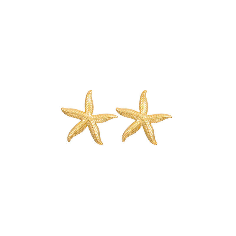 Gold-Plated Anti Tarnish Stainless Steel Star Shaped Stud Earrings