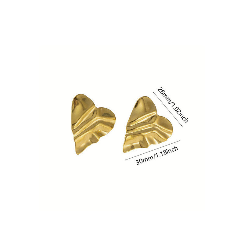 Gold-Plated Anti Tarnish Stainless Steel Heart Themed Stud Earrings