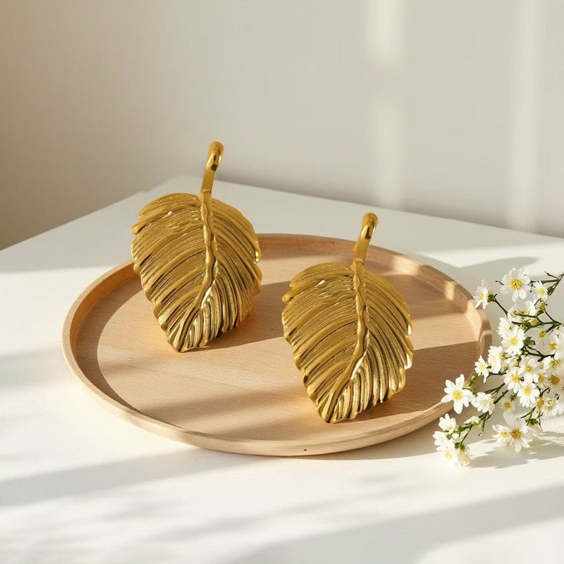 Gold-Plated Anti Tarnish Stainless Steel Leaf Shaped Stud Earrings