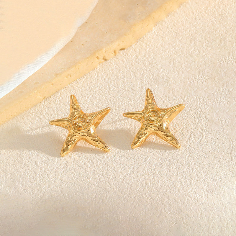 Gold-Plated Anti Tarnish Stainless Steel Star Shaped Stud Earrings