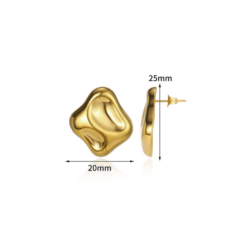 Gold-Plated Anti Tarnish Stainless Steel Square Shaped Stud Earrings
