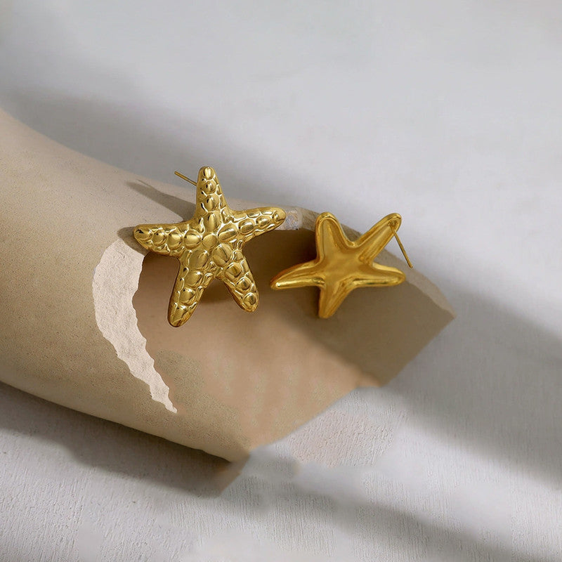 Gold-Plated Anti Tarnish Stainless Steel Star Themed Drop Earrings