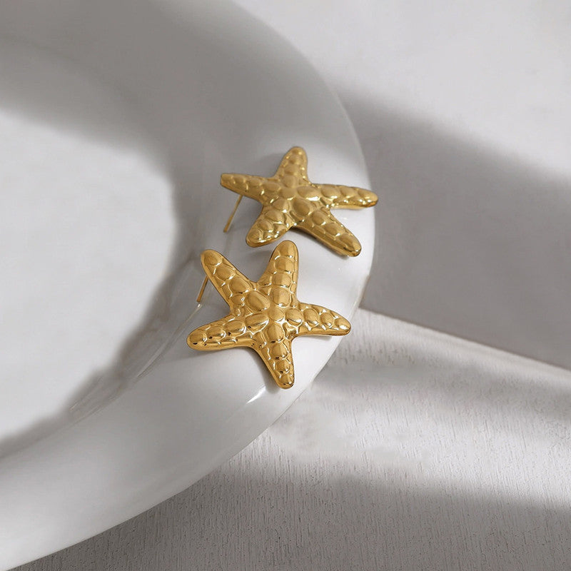 Gold-Plated Anti Tarnish Stainless Steel Star Themed Drop Earrings